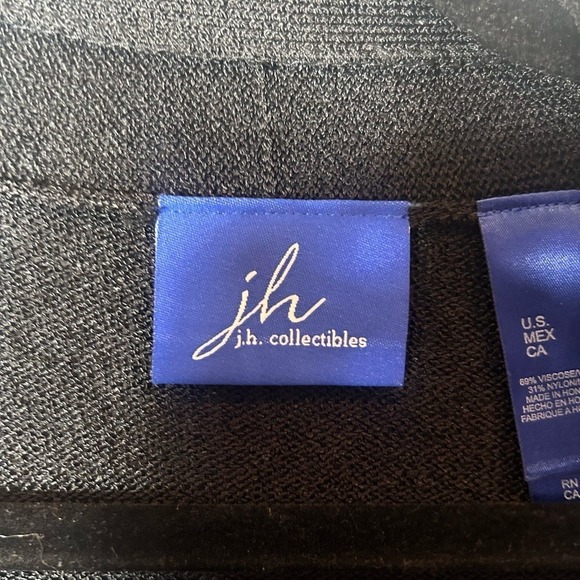 J.H. Collections Cardigan‎ Womens L Black Embroidered Sequined Long Sleeve NEW - Picture 3 of 11